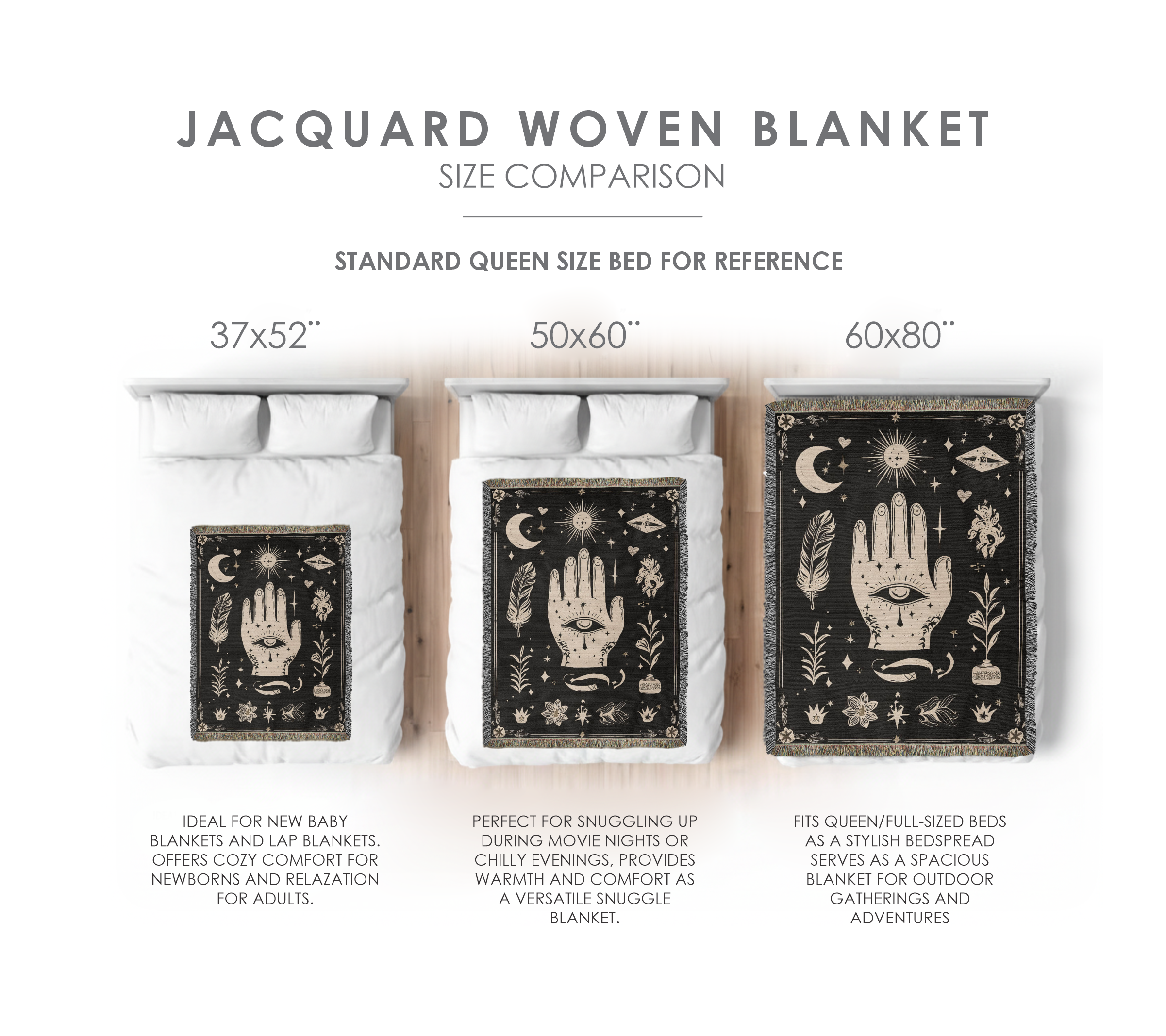 The Mystic Hand Hairloom Woven Blanket BLACK