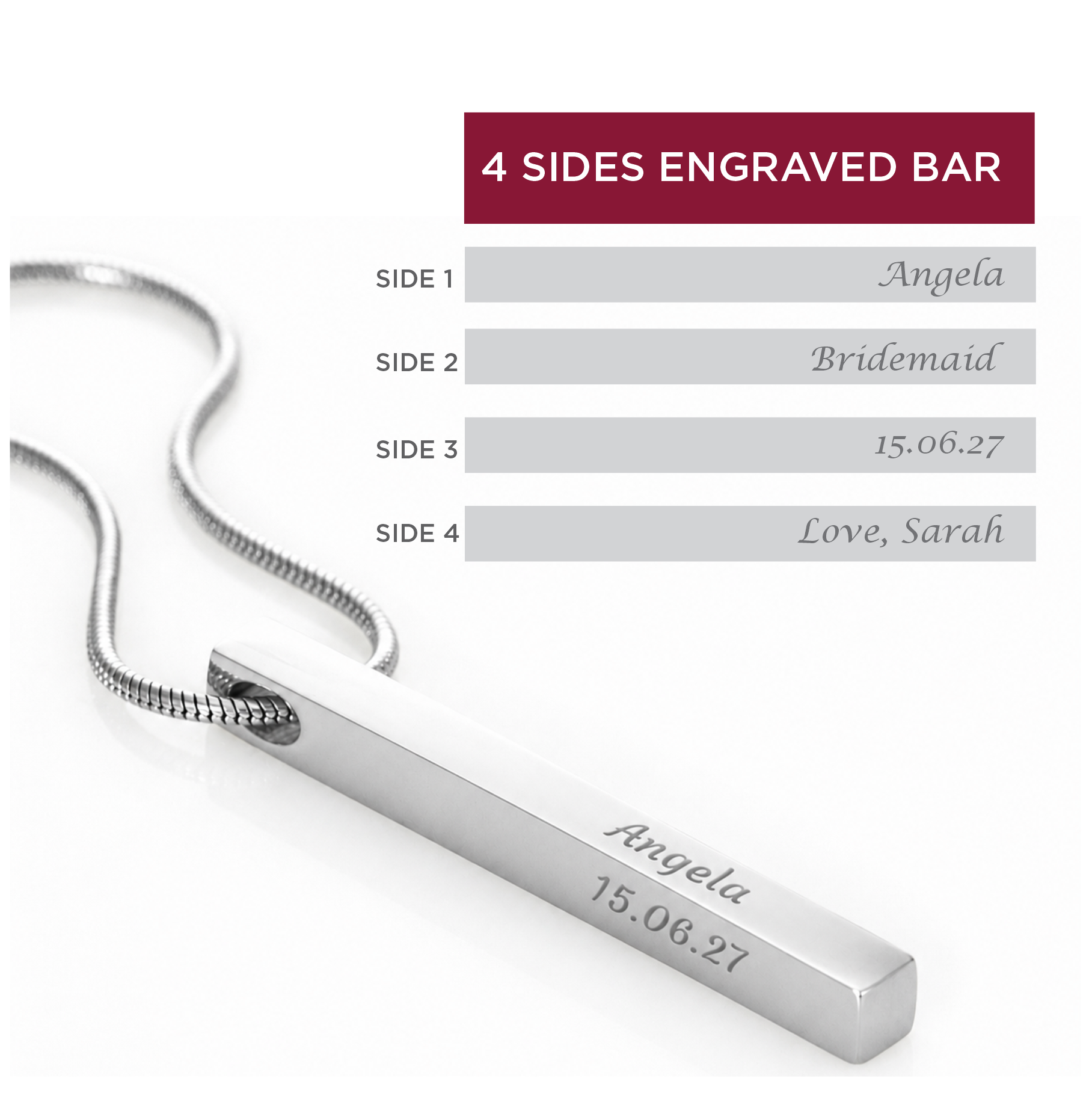 Personalized Bridesmaid 4-Sided Bar Necklace 01