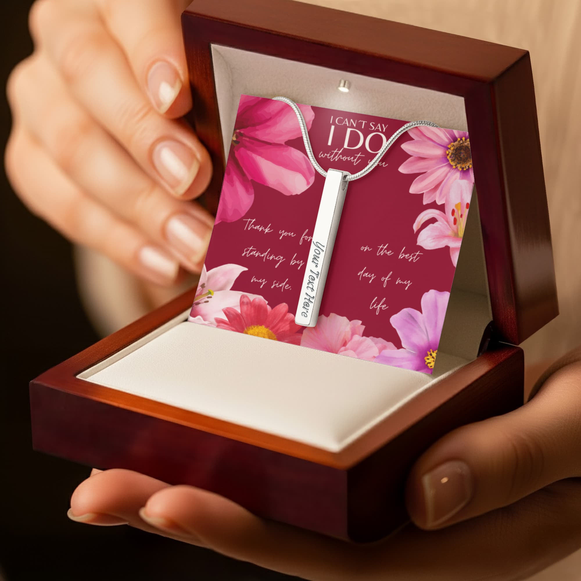 Personalized Bridesmaid 4-Sided Bar Necklace 01