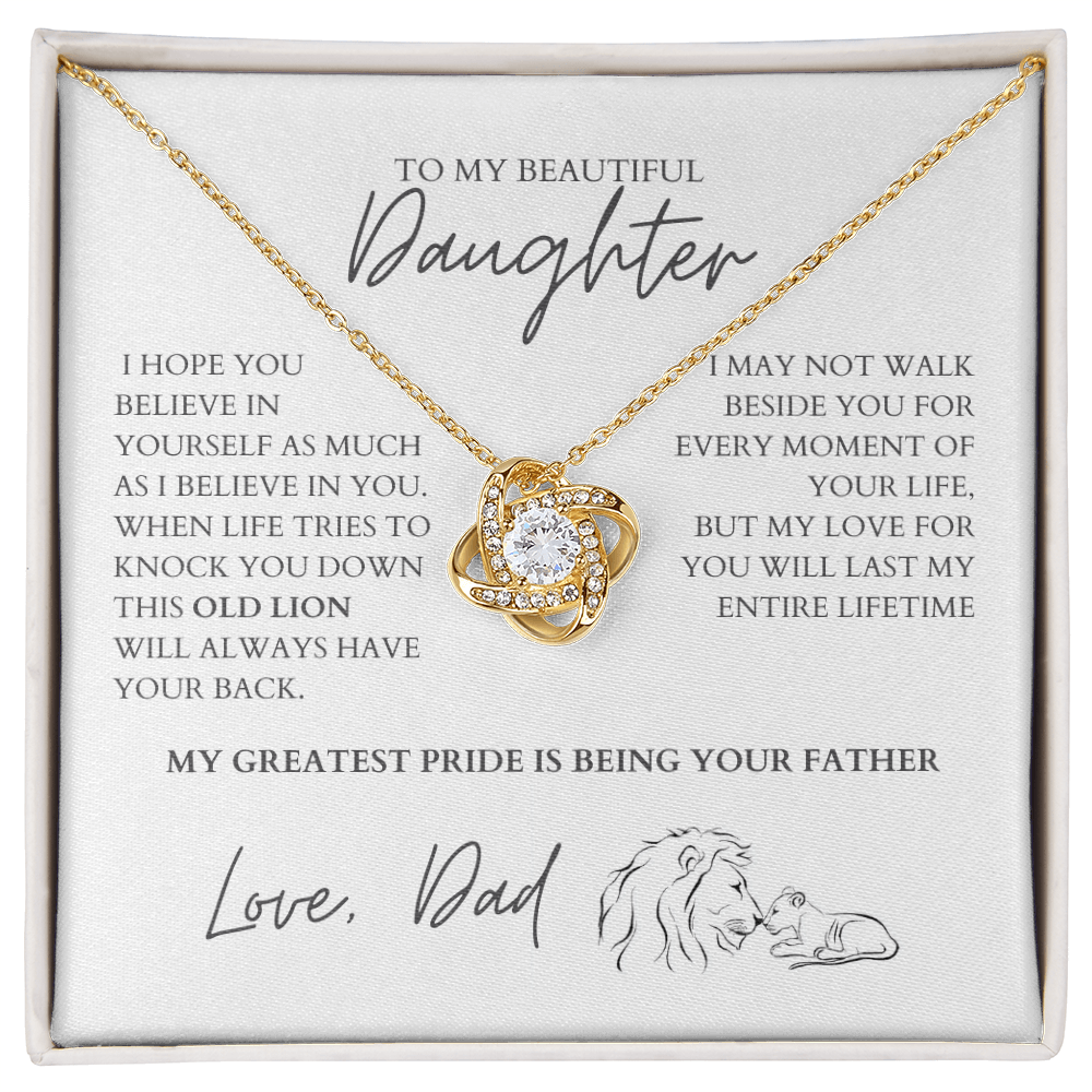 To My Daughter - Zirconia Stone Necklace White Old Lion