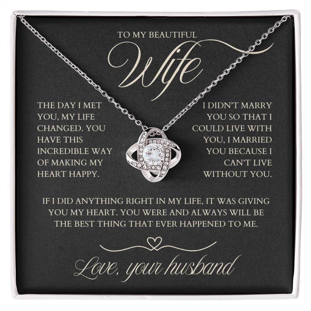 To My Wife - Zirconia Stone Necklace Black
