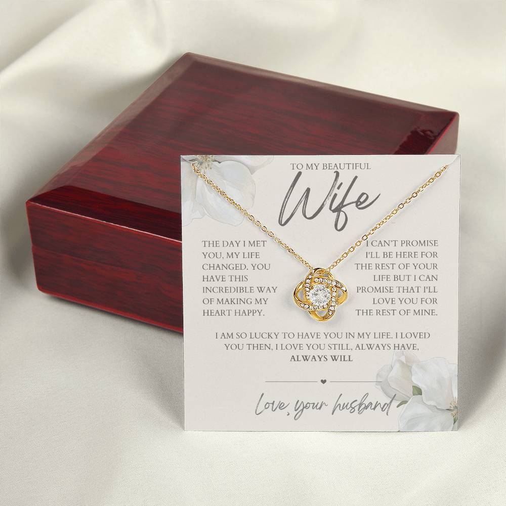 To My Wife -Zirconia Stone Necklace Ecrue Flowers