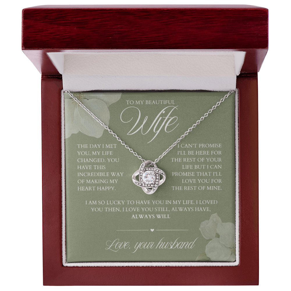 To My Wife -Zirconia Stone Necklace Dusty Green