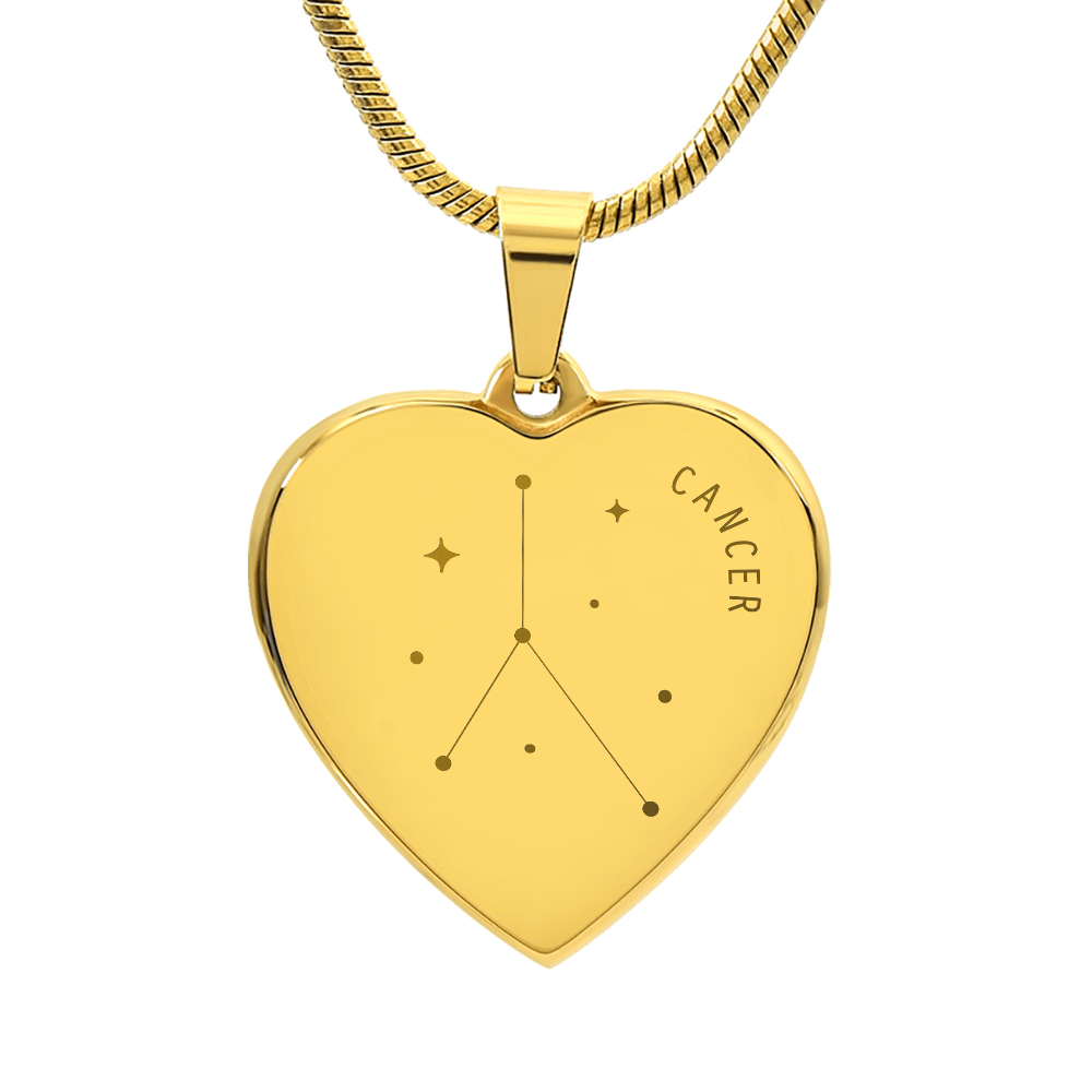 Engraved Cancer Constellation Heart Necklace