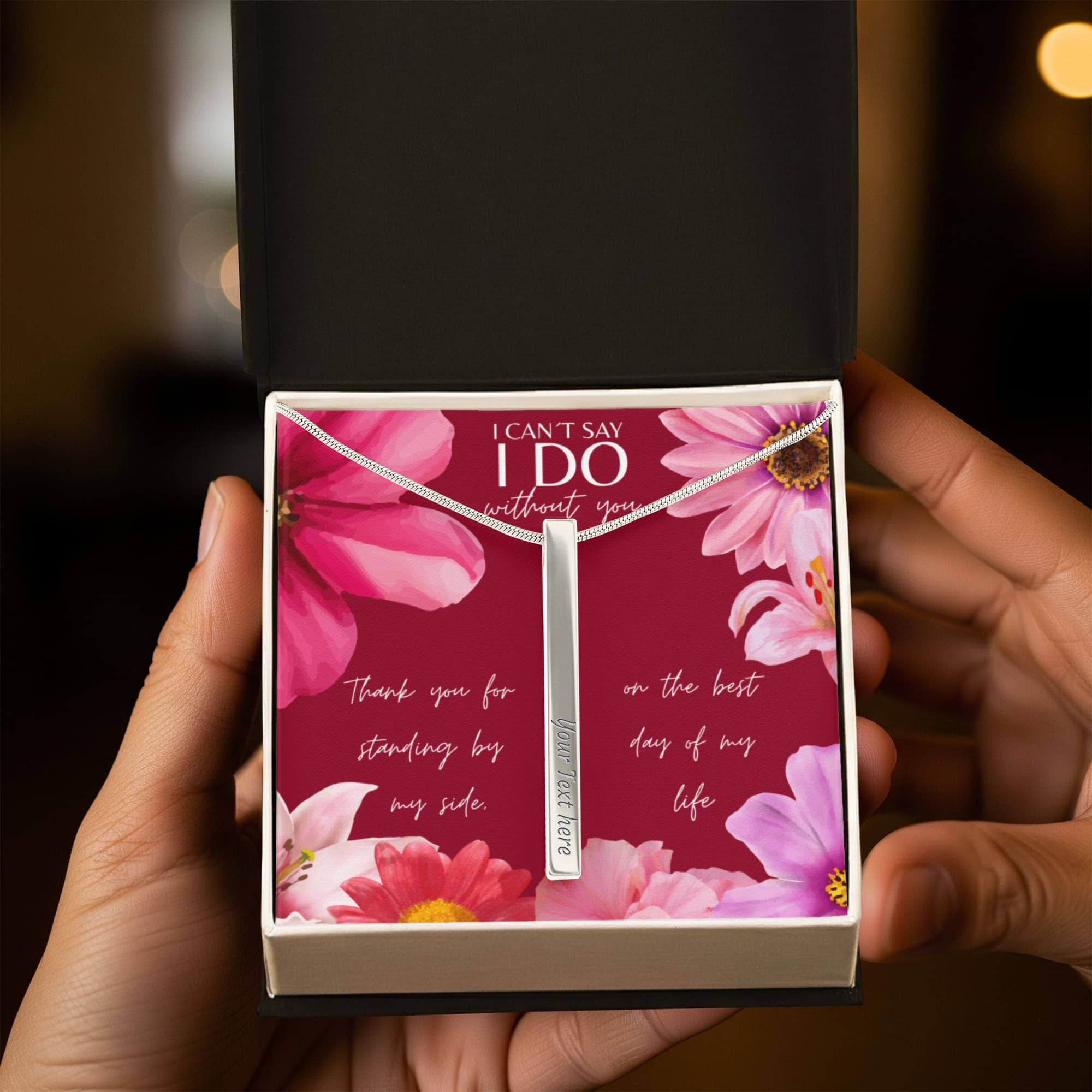 Personalized Bridesmaid 4-Sided Bar Necklace 01