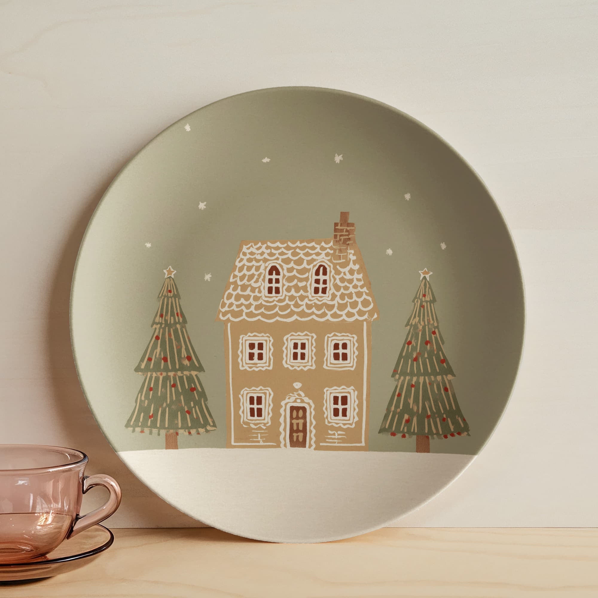 Christmas Gingerbread Village Plate
