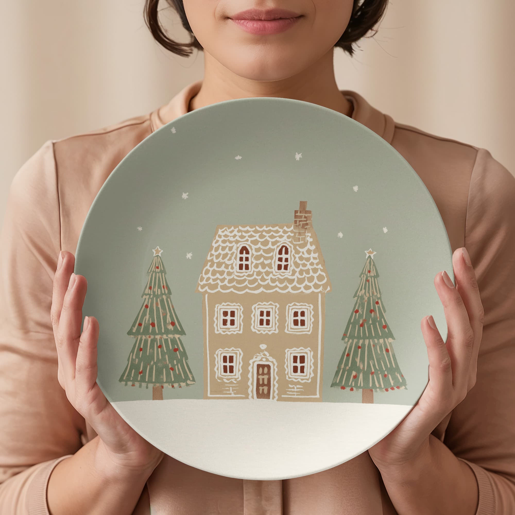 Christmas Gingerbread Village Plate