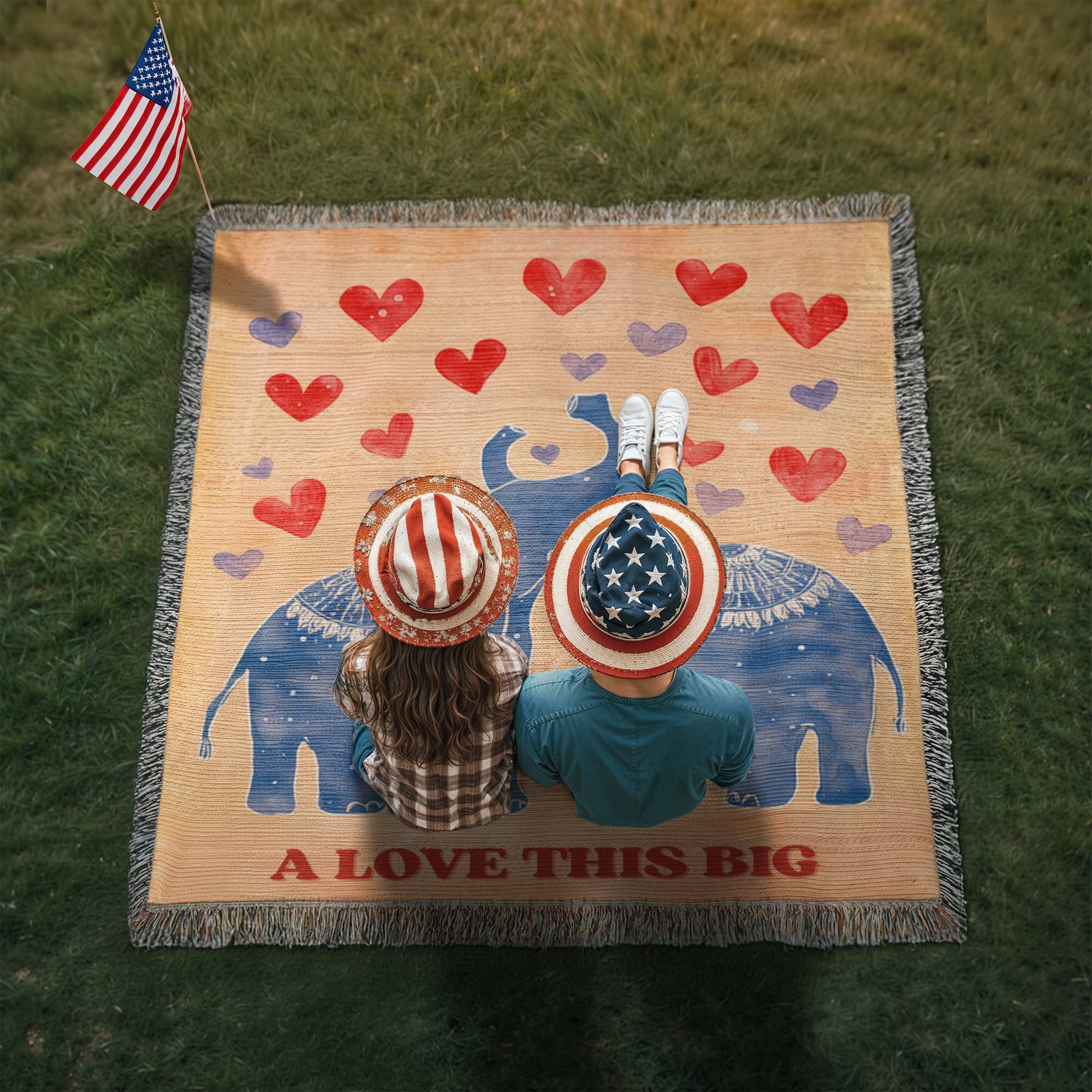 Hairloom Blanket Elephant in love