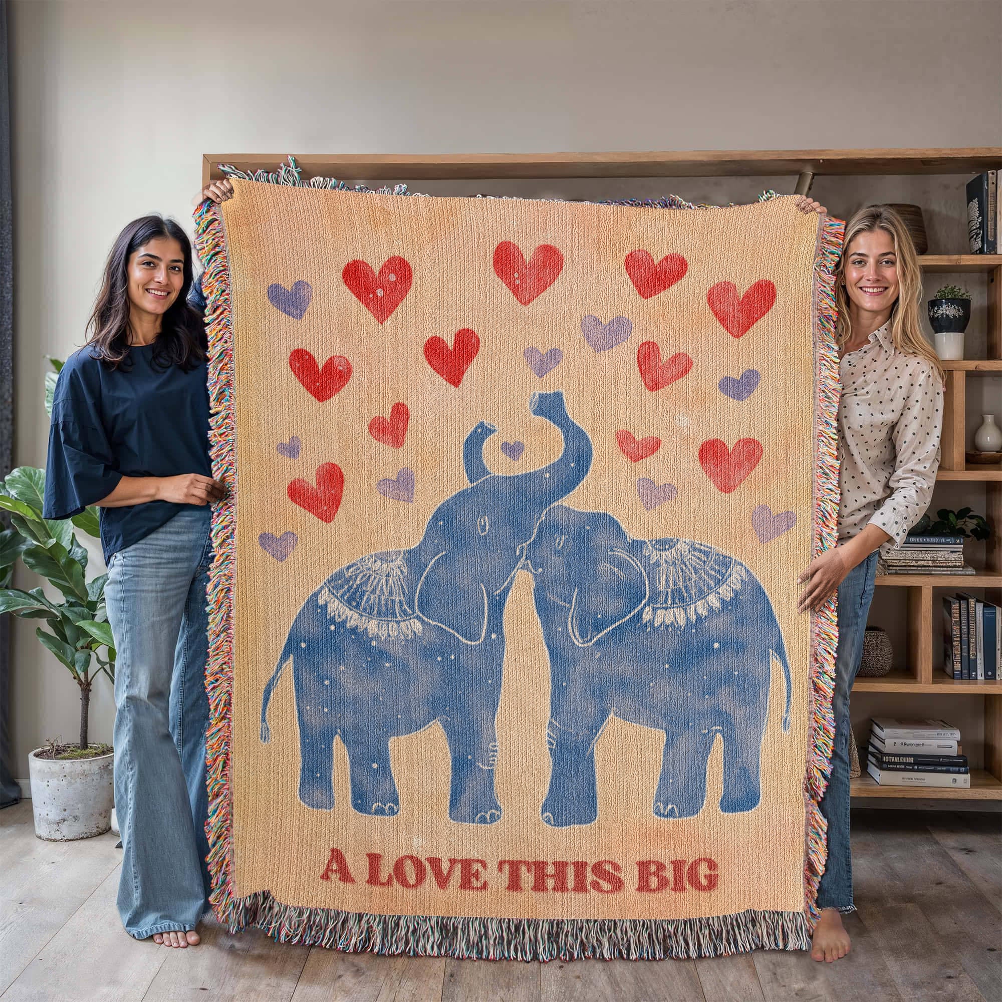 Hairloom Blanket Elephant in love