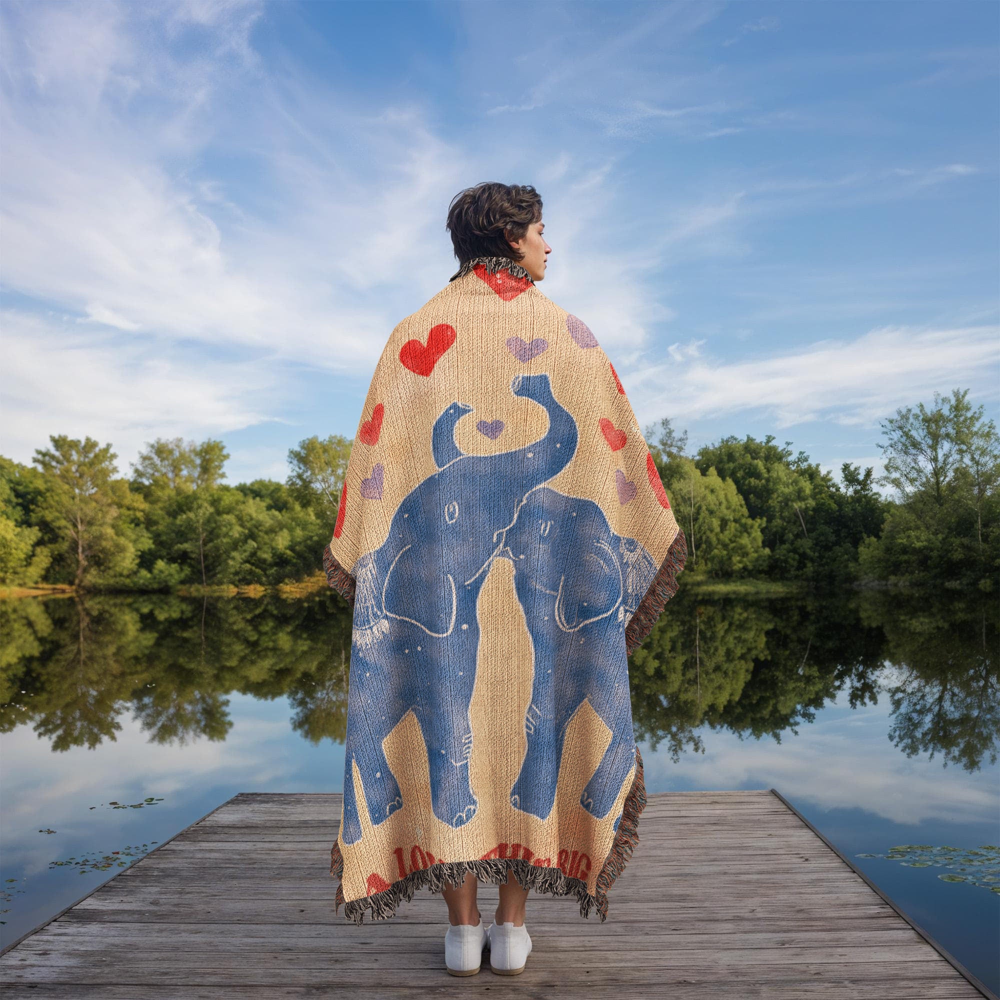 Hairloom Blanket Elephant in love