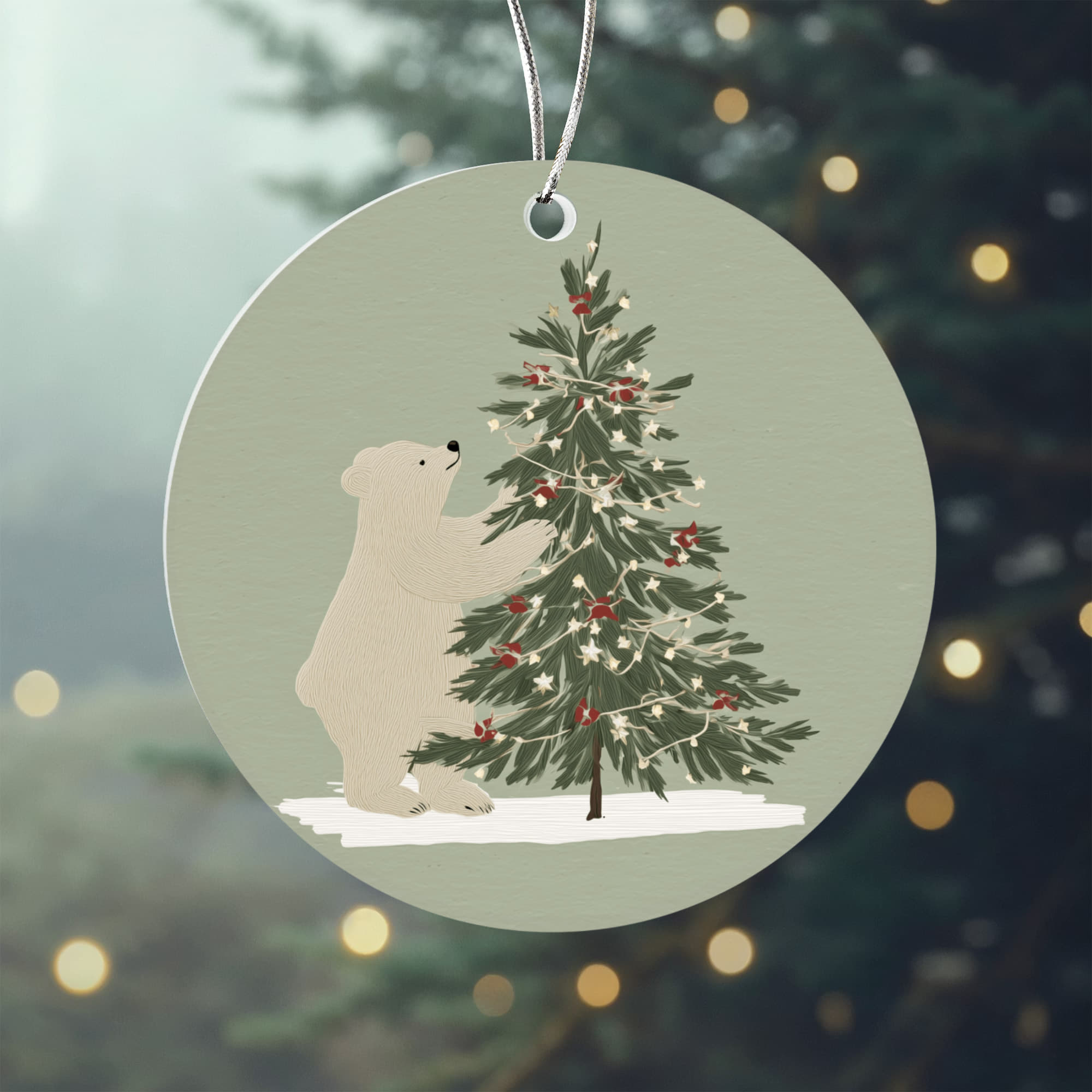 Christmas Polar Bear Acrylic Ornament