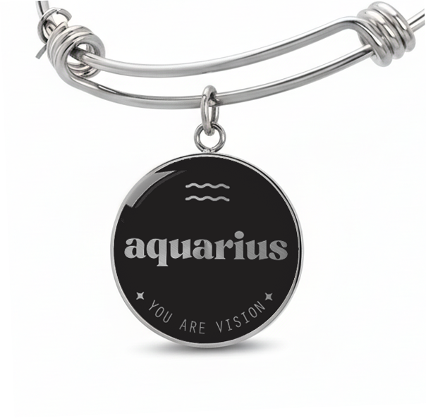 Engraved Steel Aquarius Zodiac Bracelet