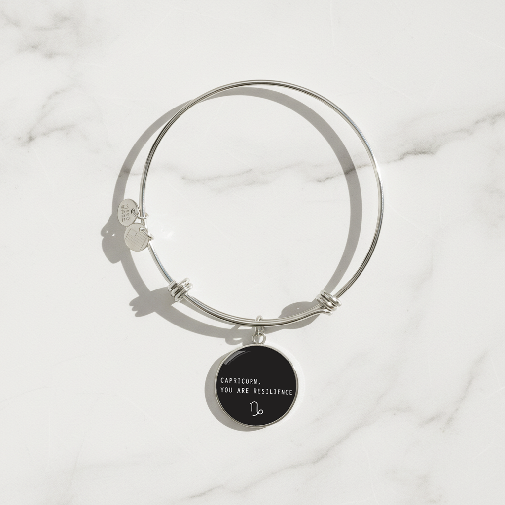 Engraved Steel Minimalist Capricorn Zodiac Bracelet