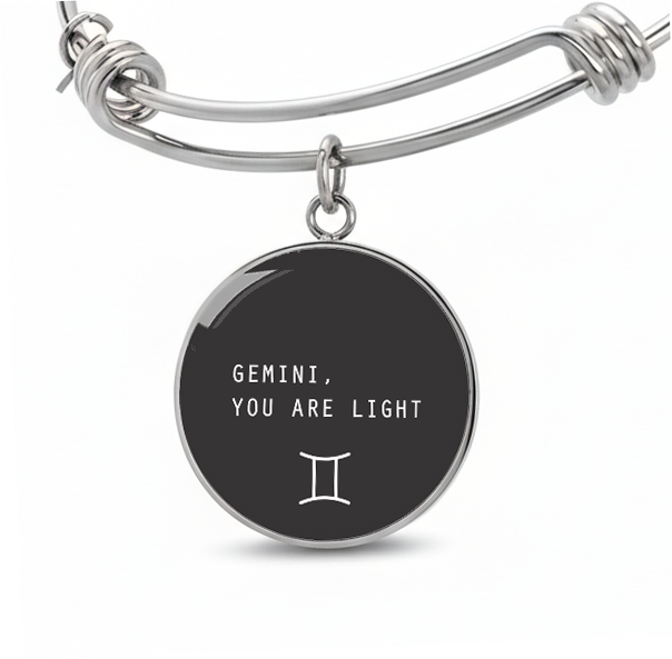 Engraved Steel Minimalist Gemini Zodiac Bracelet