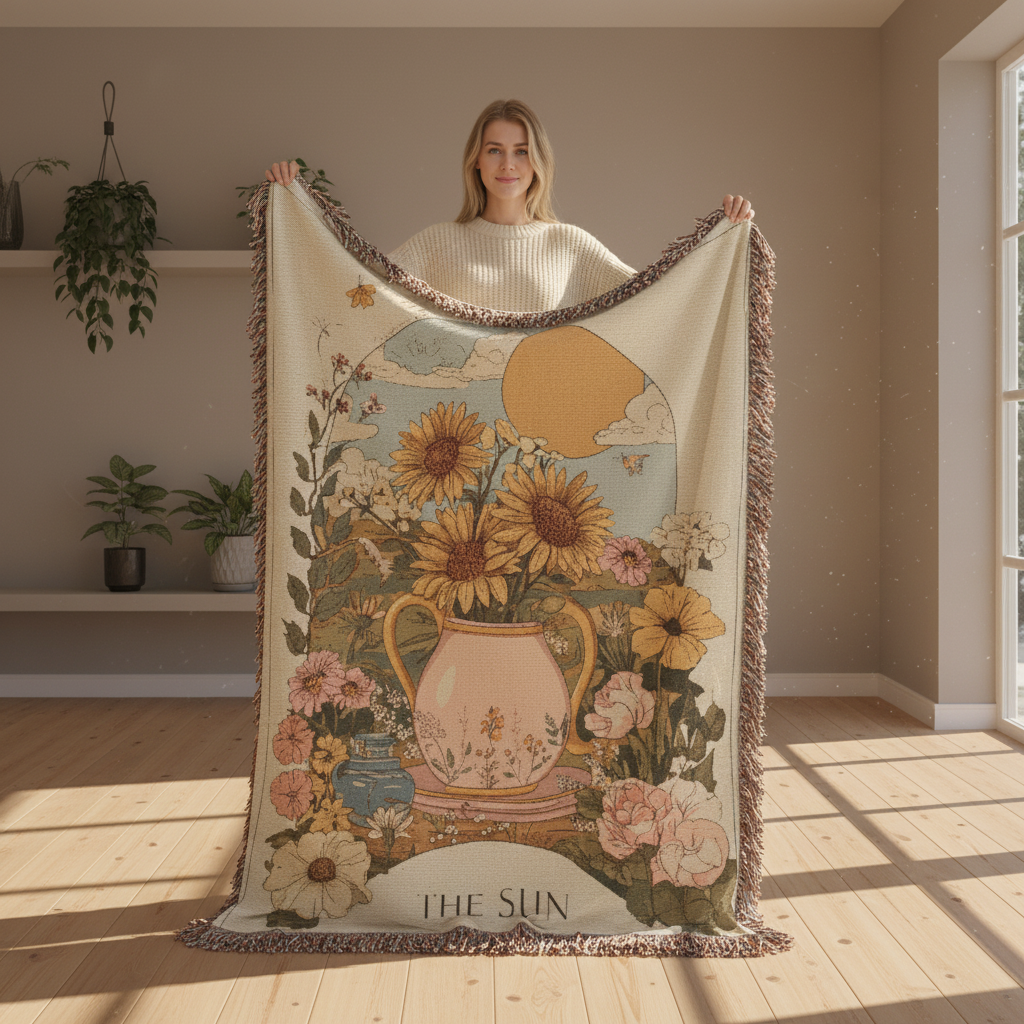 The Sun Flower Tarot Heirloom Woven Blanket