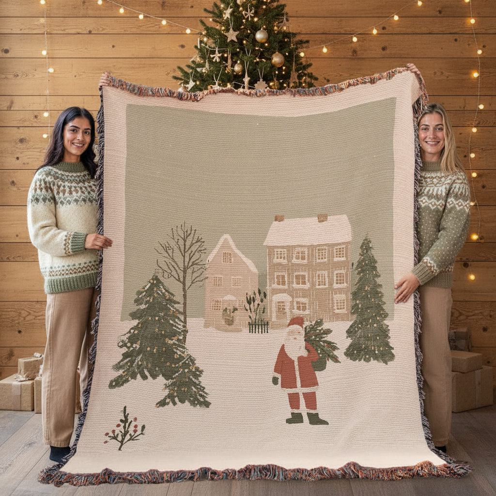 The Christmas Village Woven Blanket