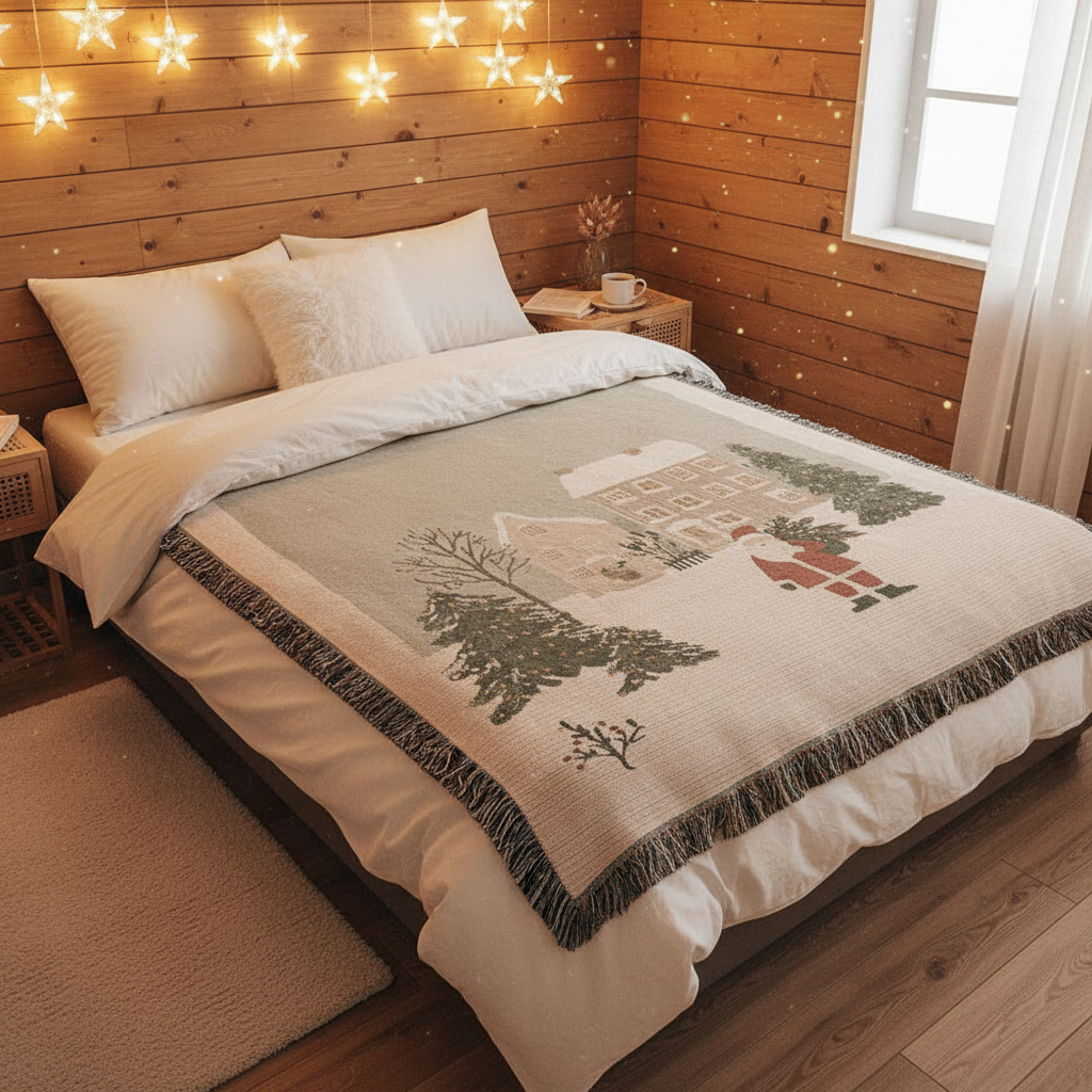 The Christmas Village Woven Blanket