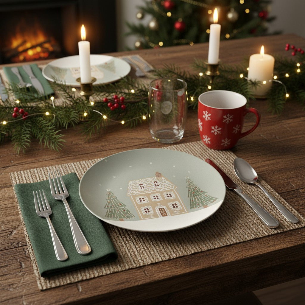 Christmas Gingerbread Village Plate