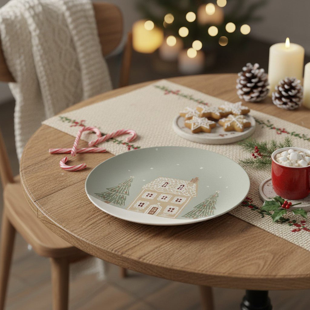 Christmas Gingerbread Village Plate