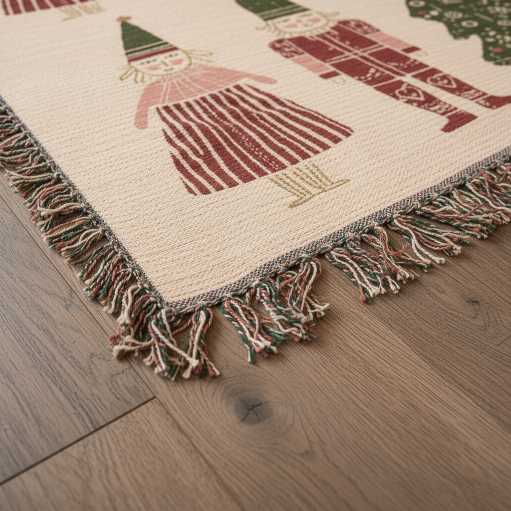 Whimsical Christmas Folk Art Blanket