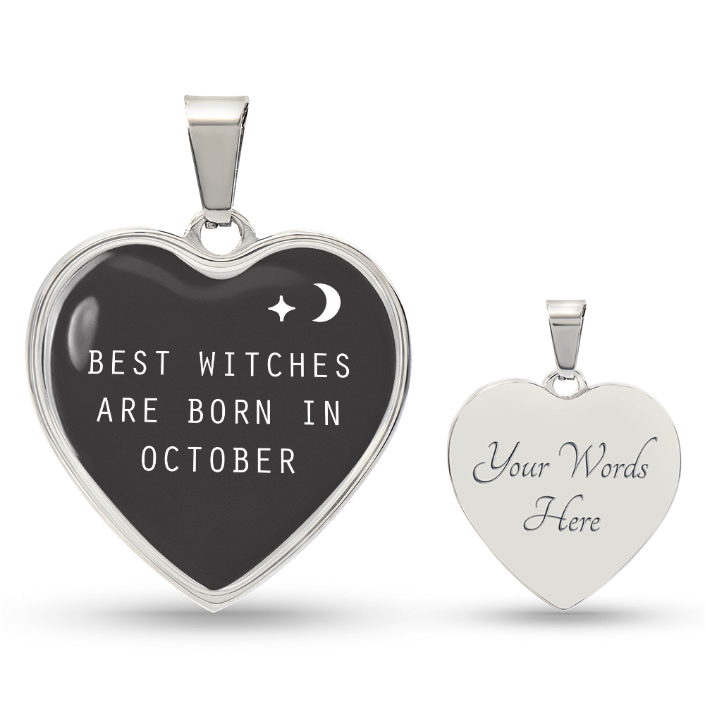 Heart Necklace with Engraving October Witches
