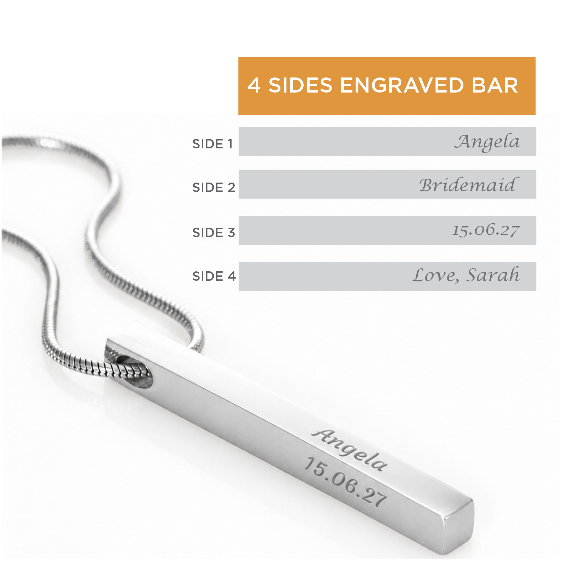 Personalized Bridesmaid 4-Sided Bar Necklace 04