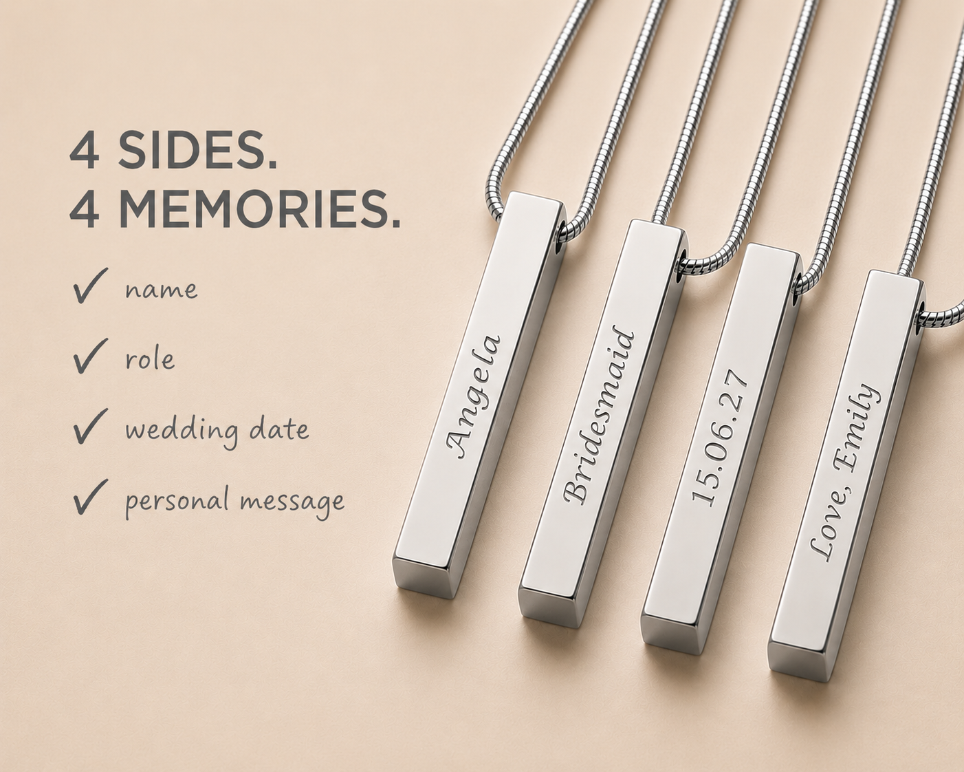 Personalized Bridesmaid 4-Sided Bar Necklace 04
