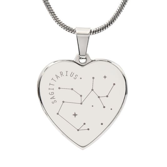 Engraved Sagittarius Constellation Heart Necklace