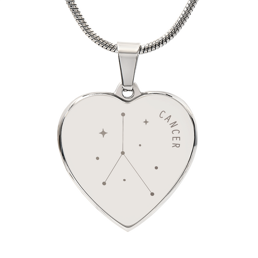 Engraved Cancer Constellation Heart Necklace