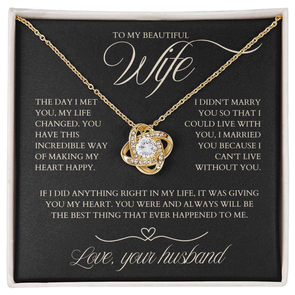 To My Wife  - Zirconia Stone Necklace Black