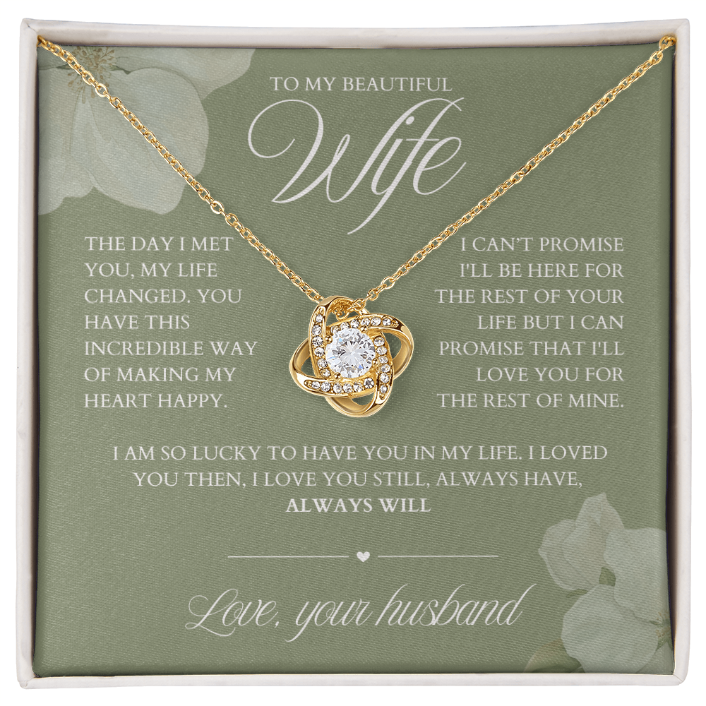 To My Wife -Zirconia Stone Necklace Dusty Green