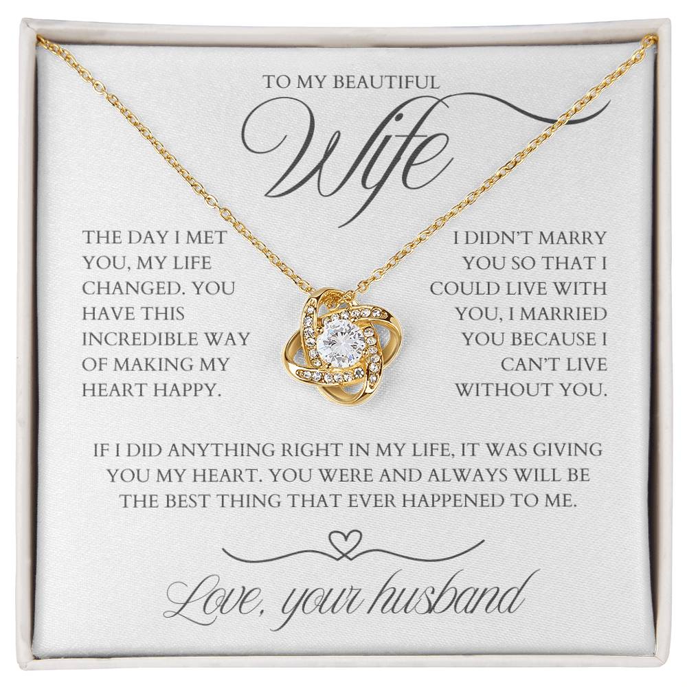 To My Wife  - Zirconia Stone Necklace White