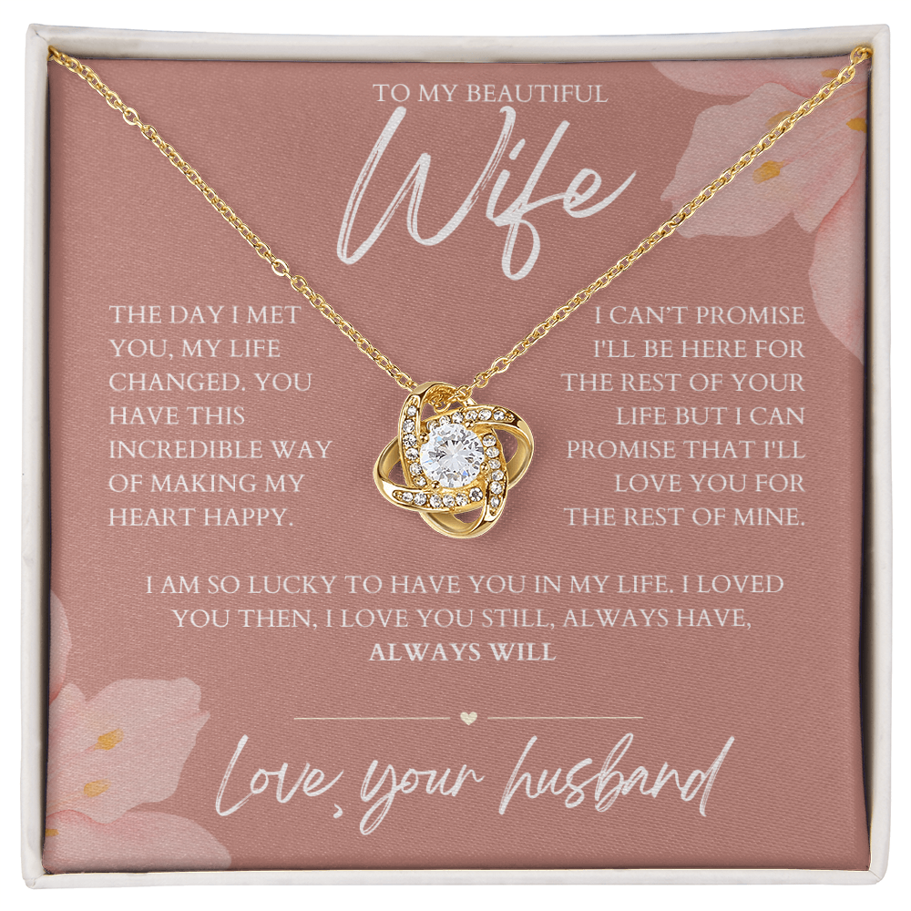 To My Wife - Zirconia Stone Necklace Dusty Rose