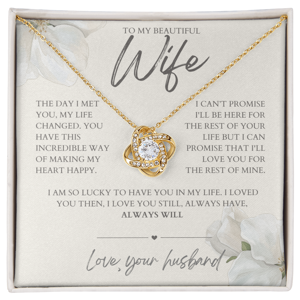 To My Wife -Zirconia Stone Necklace Ecrue Flowers