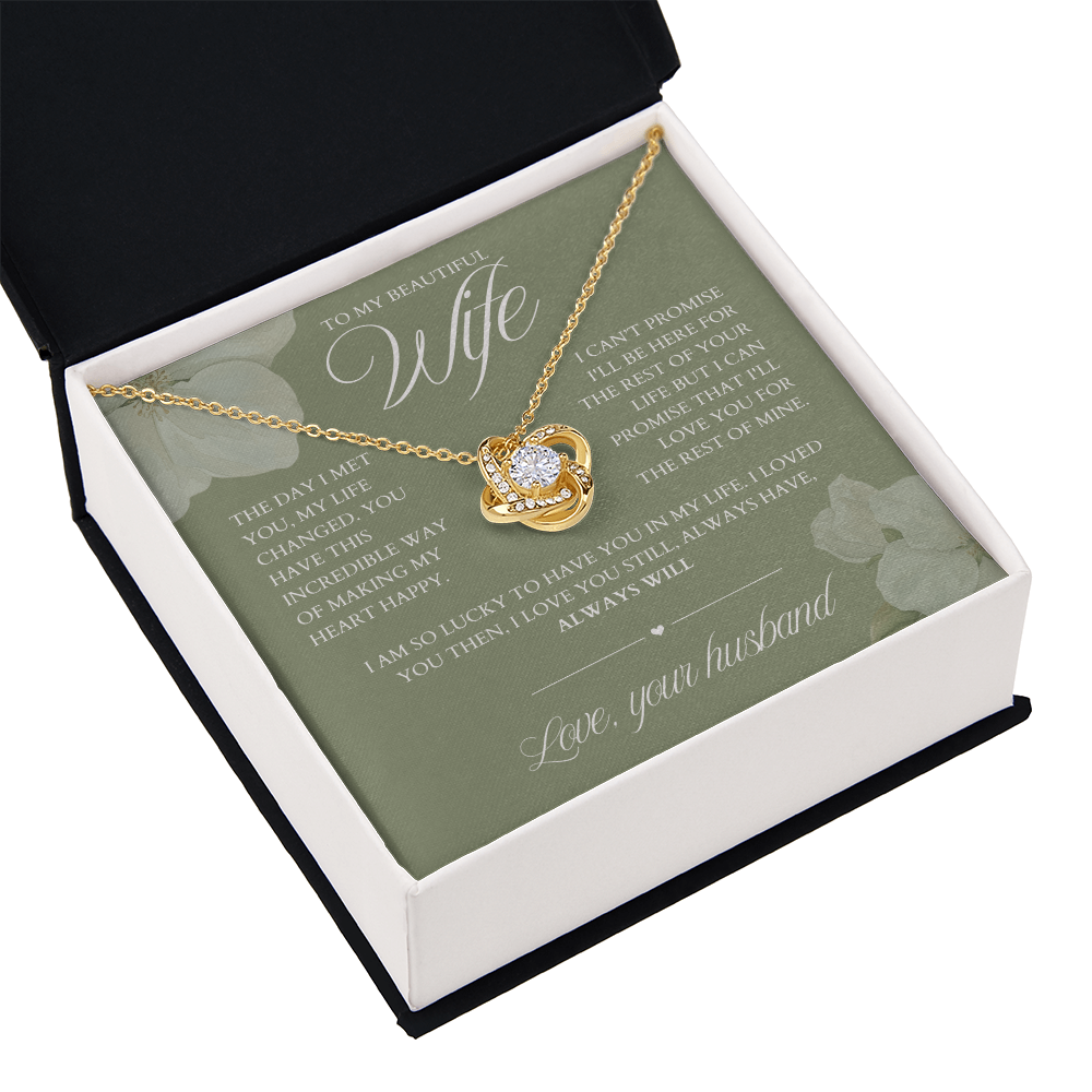 To My Wife -Zirconia Stone Necklace Dusty Green