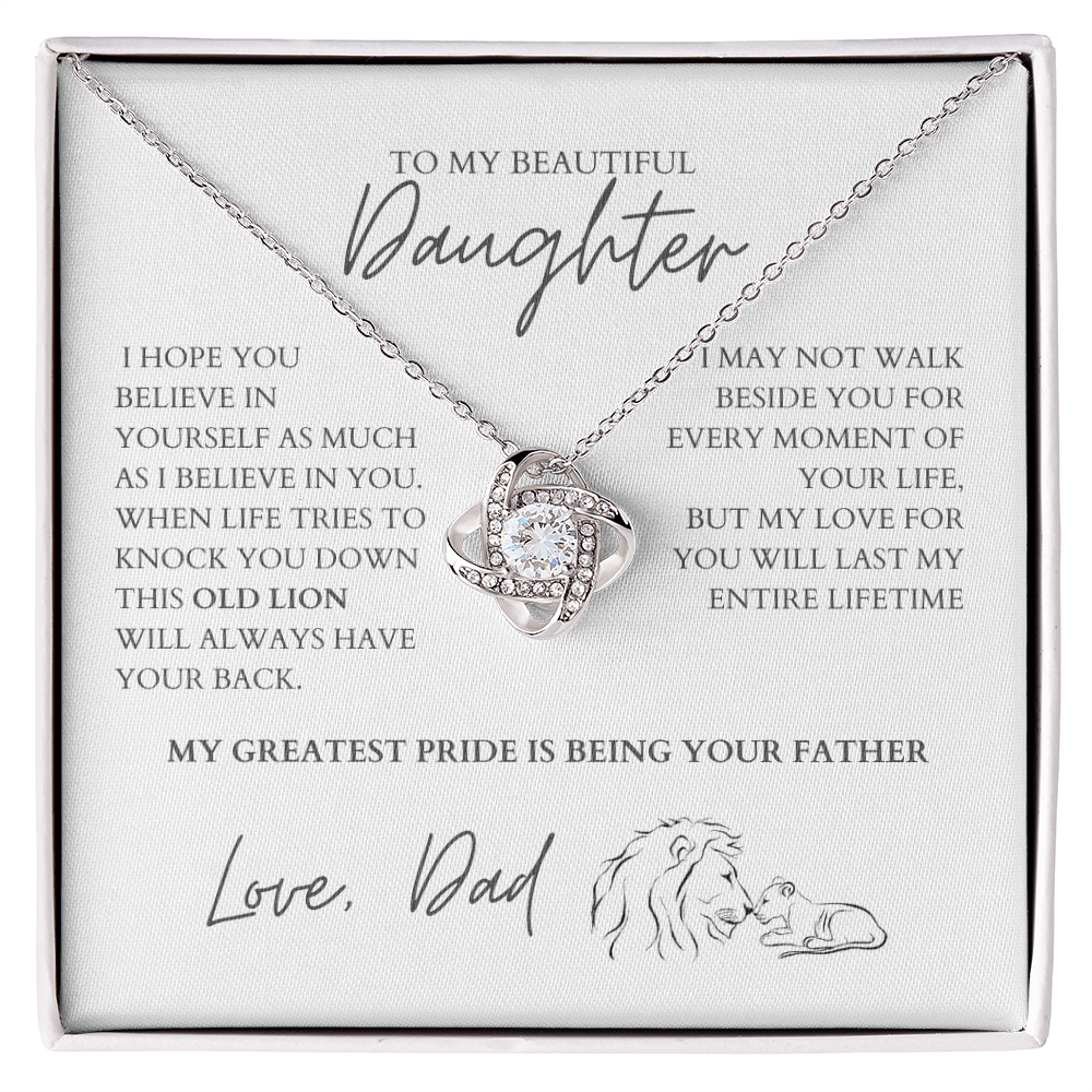 To My Daughter - Zirconia Stone Necklace White Old Lion