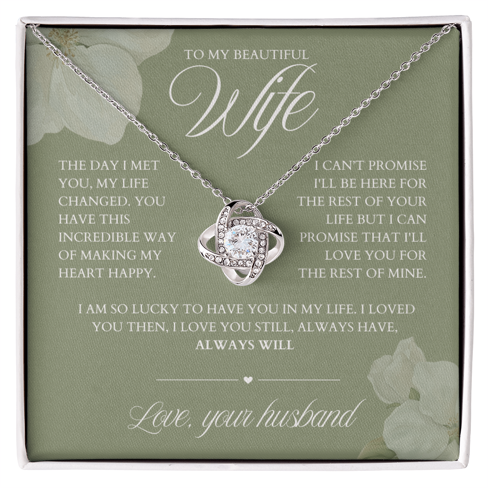 To My Wife -Zirconia Stone Necklace Dusty Green