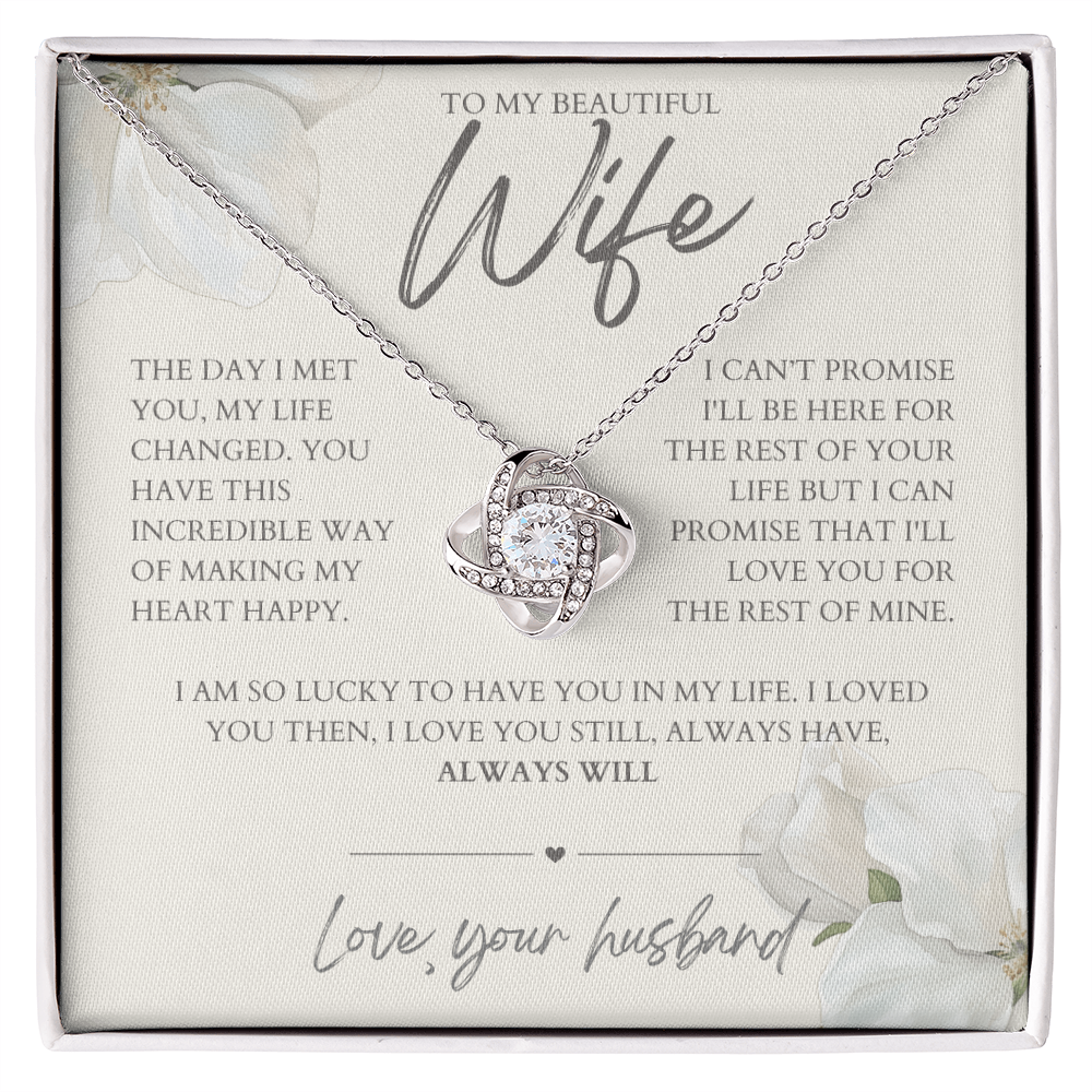 To My Wife -Zirconia Stone Necklace Ecrue Flowers