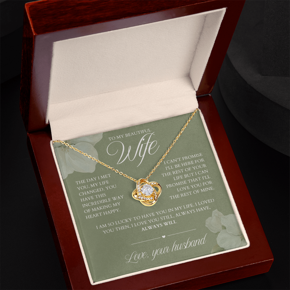 To My Wife -Zirconia Stone Necklace Dusty Green