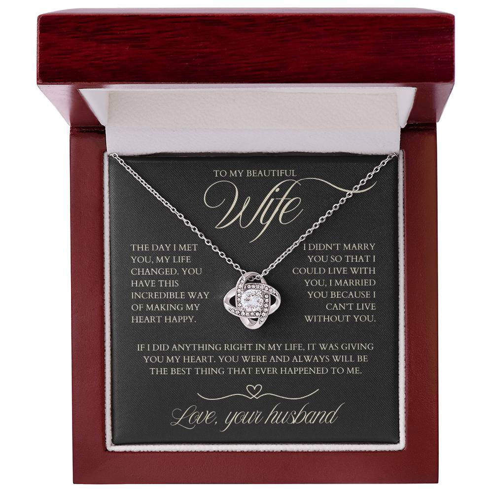 To My Wife  - Zirconia Stone Necklace Black