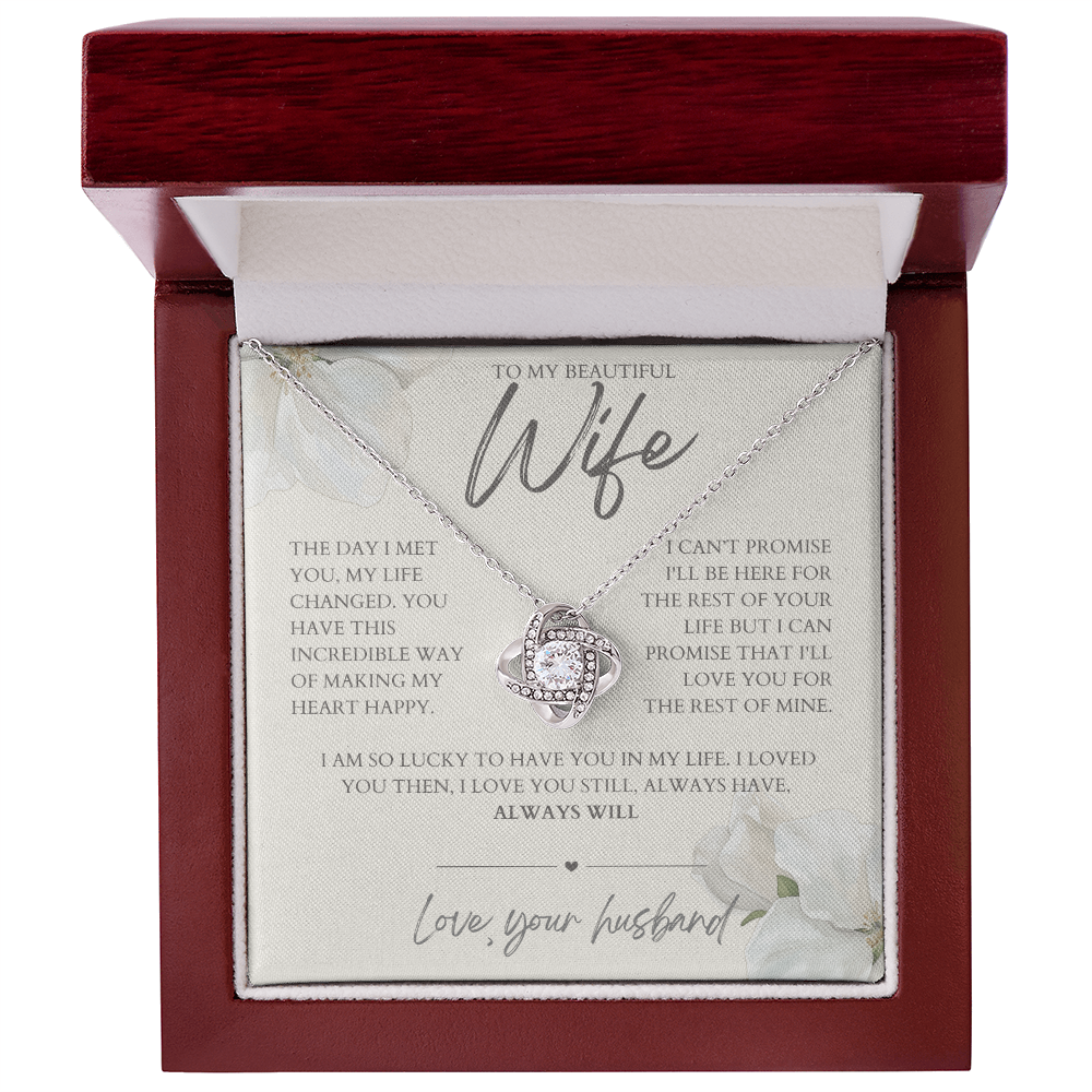 To My Wife -Zirconia Stone Necklace Ecrue Flowers