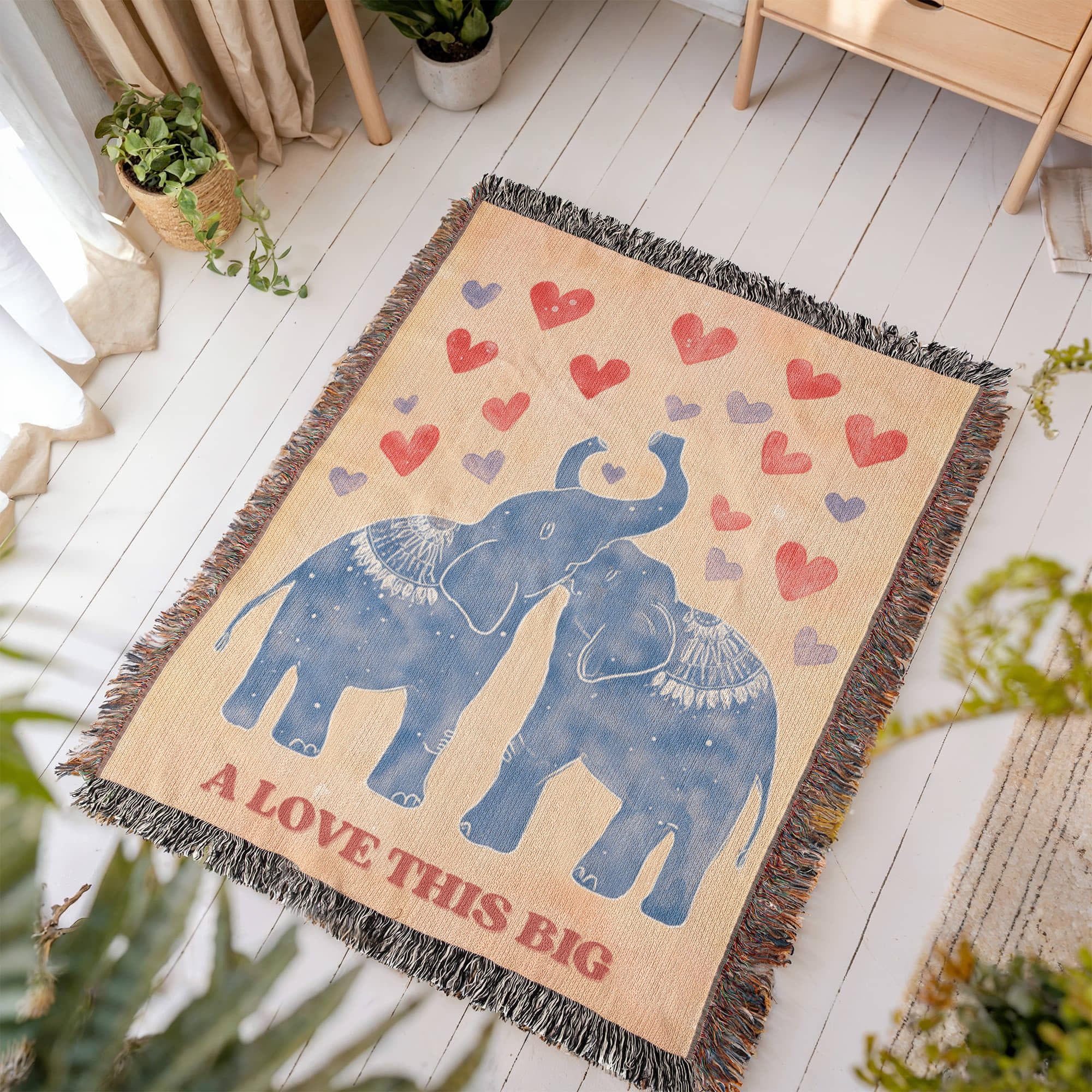 Hairloom Blanket Elephant in love