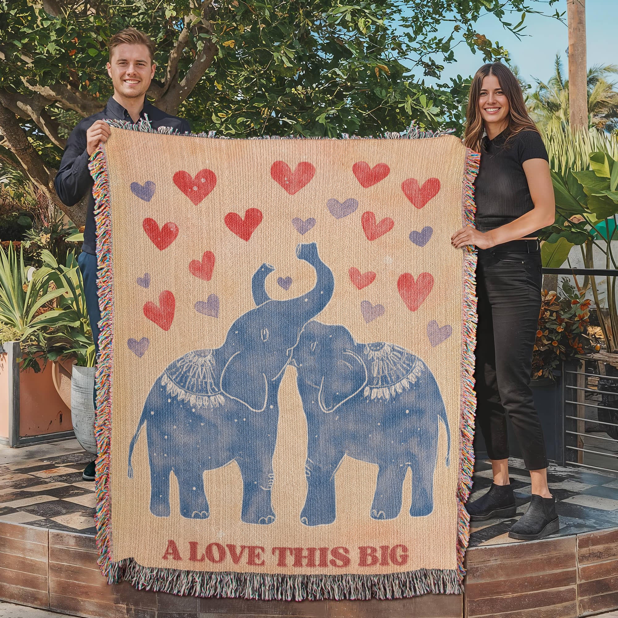Hairloom Blanket Elephant in love