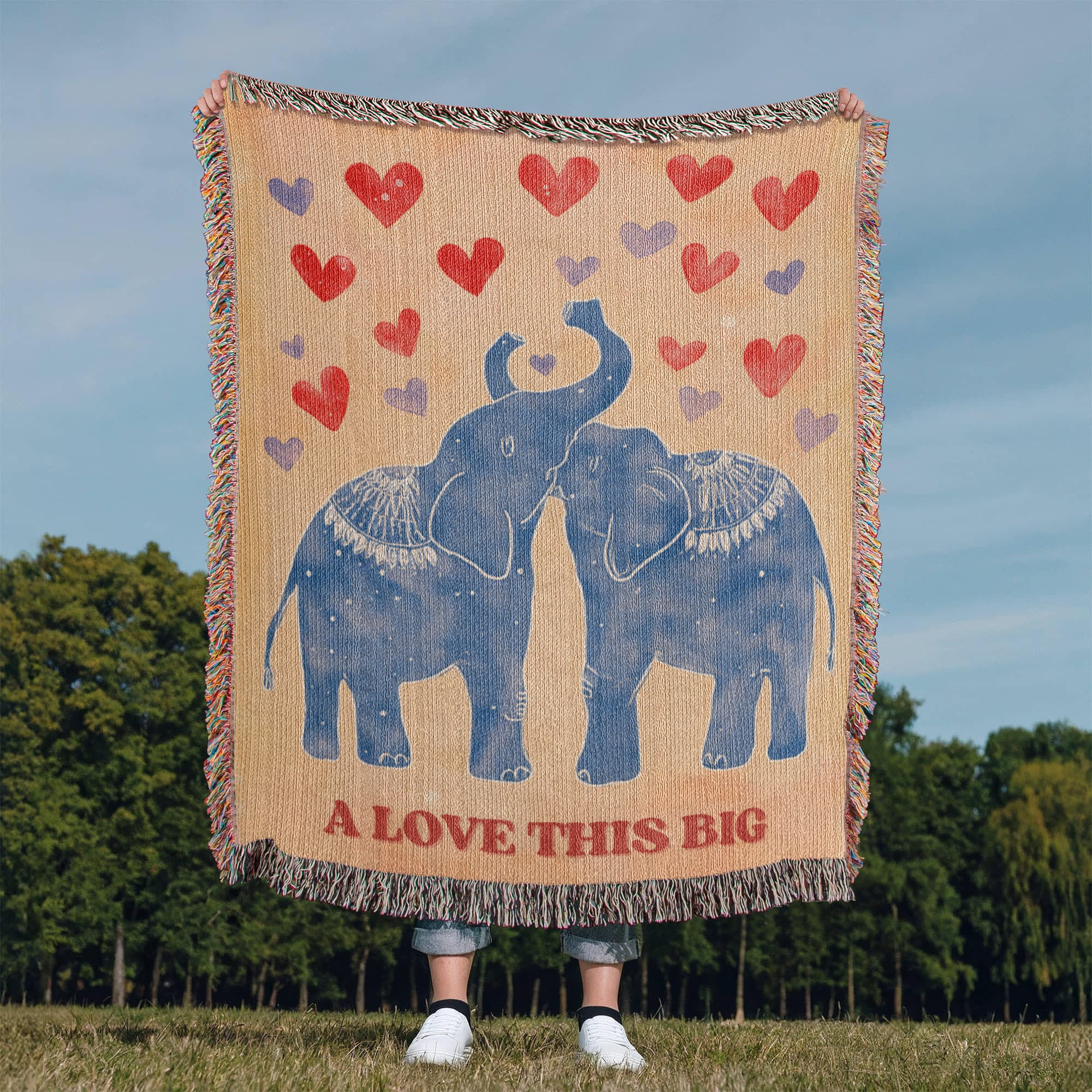 Hairloom Blanket Elephant in love