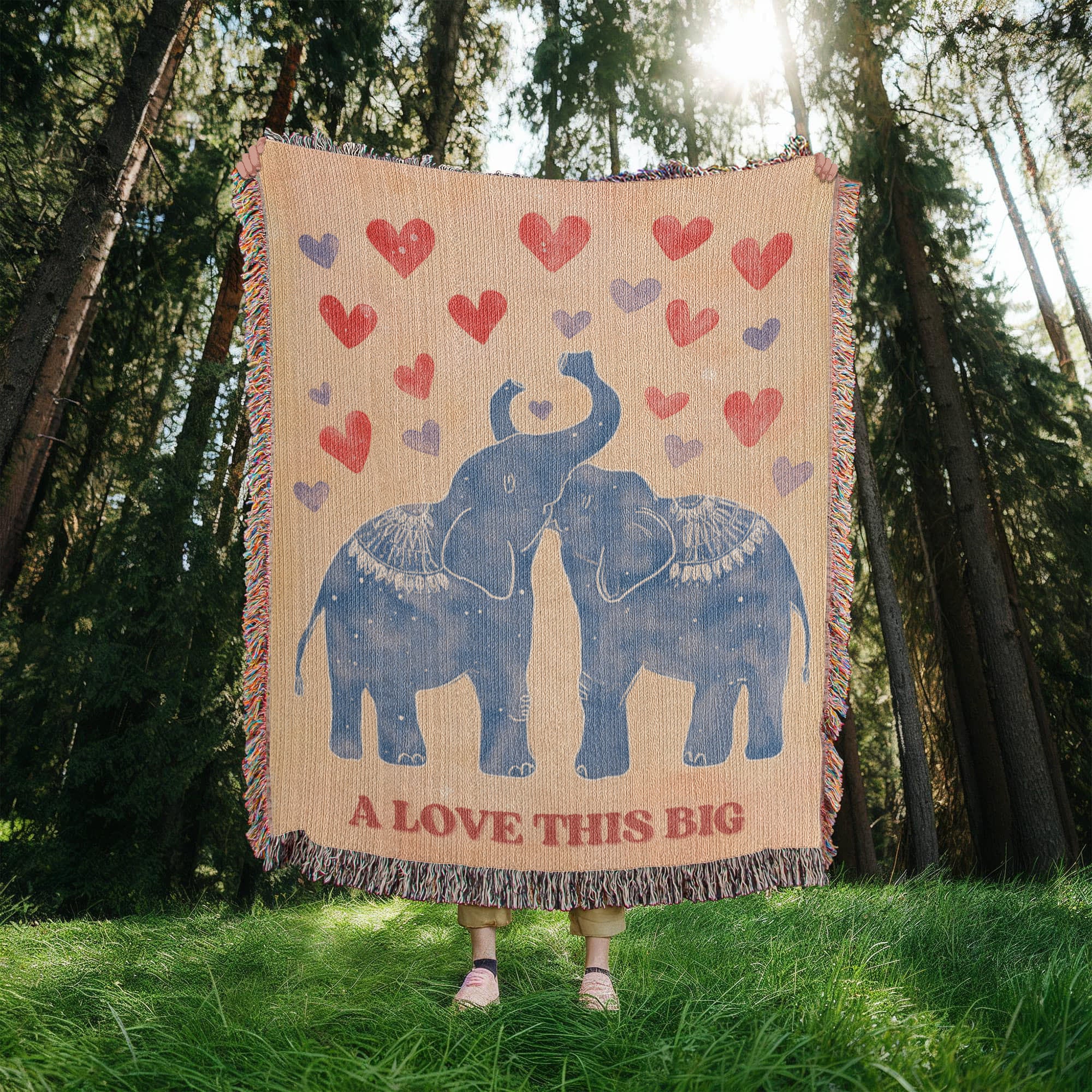 Hairloom Blanket Elephant in love