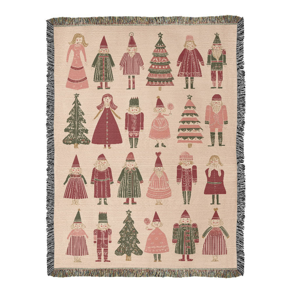 Whimsical Christmas Folk Art Blanket