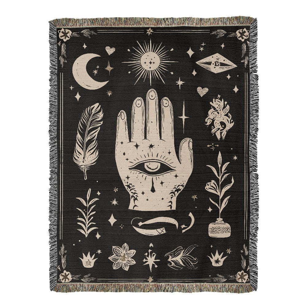 The Mystic Hand Hairloom Woven Blanket BLACK