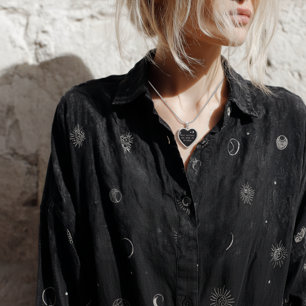 Heart Necklace with Engraving October Witches