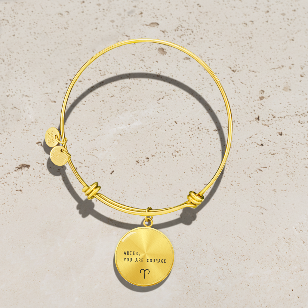 Engraved Minimalist Aries Zodiac Bracelet