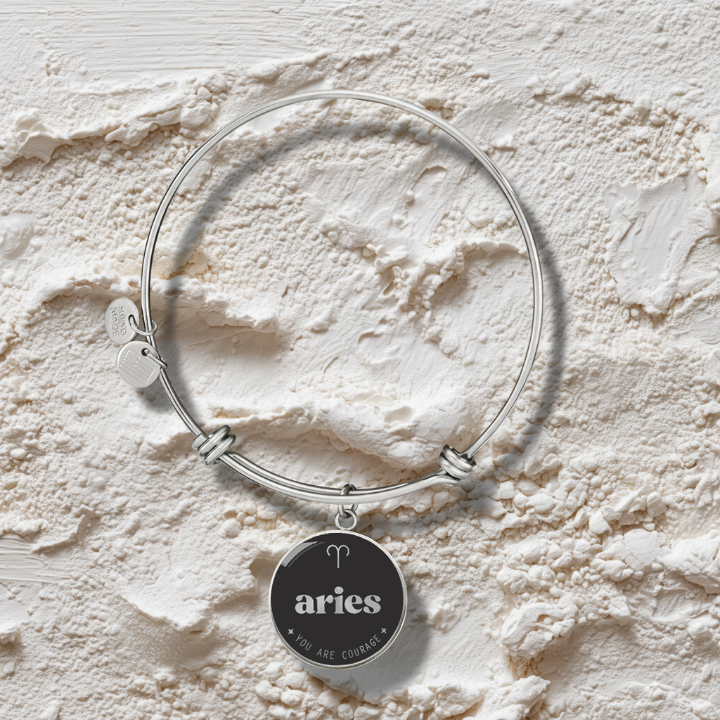 Engraved Steel Aries Zodiac Bracelet